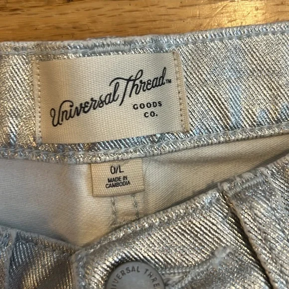 NWT Universal Thread 90s Baggy Metallic Silver Cotton Jeans - Women’s 0 Long - Picture 5 of 16